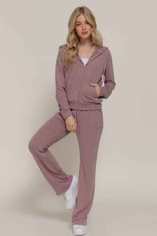 Mauve Supersoft Draw String Wide Leg Comfy Pants