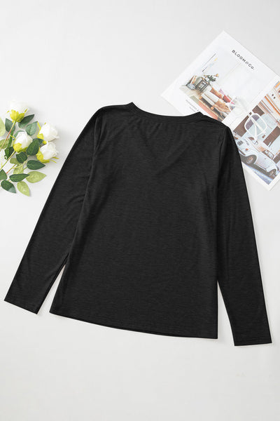 Stylish Women's Black Long Sleeve Top - Comfortable Fit, Versatile Design for Everyday Fashion and Casual Outings