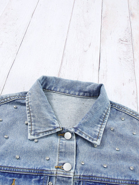 Vintage-Inspired Rhinestone Denim Jacket