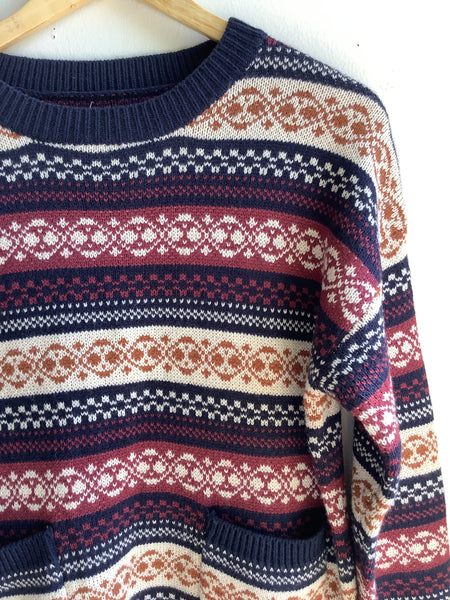 Vintage Fair Isle Knit Sweater Dress