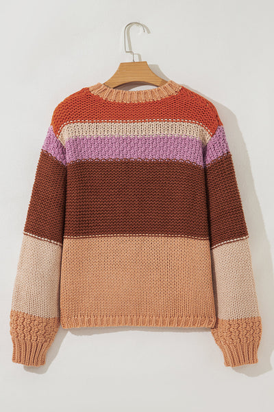 Vibrant Women's Colorblock Sweater - Cozy Knit, Stylish Fit for Casual Outings and Everyday Comfort