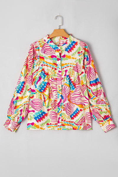 Trendy Women's Orange Oversized High-Low Shirt with Abstract Print - Comfortable Fashion for Everyday Style