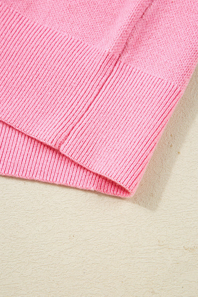 Cozy Women's Pink Heart Sweater with Pearl Embellishments - Cute Valentine's Day Gift in Comfortable Fit