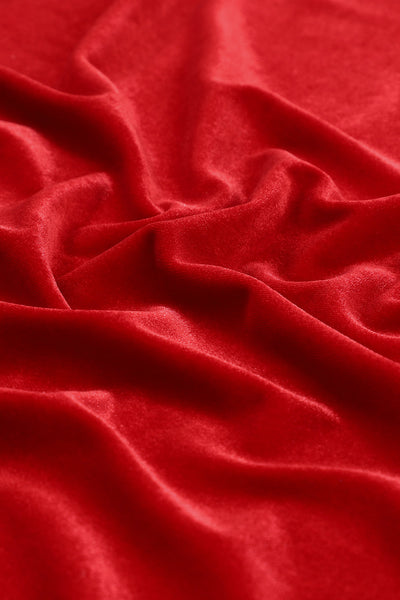 Fiery Crimson Velvet Open Front Long Duster with Pockets