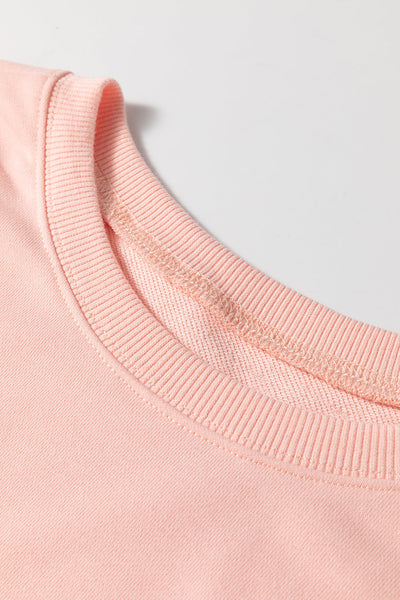 Trendy Oversized Apricot Pink Sweatshirt for Women with Sequined Bowknot - Stylish Comfort for Casual Wear