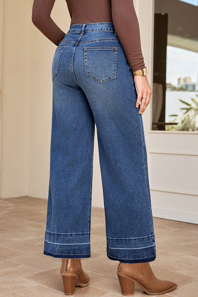 Stylish Blue Women's Cropped Loose-Fit Jeans - Trendy and Comfortable Denim for Effortless Casual Looks