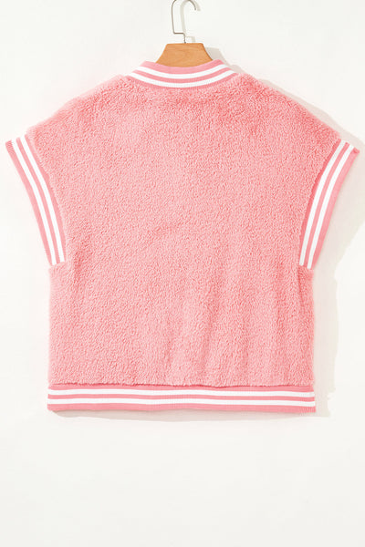 Cozy Cream Women's Varsity Fleece Vest - Stylish Layering Essential for Casual Outfits and Everyday Comfort
