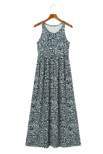 Women's Round Neck Sleeveless Polka Dot Print Dress