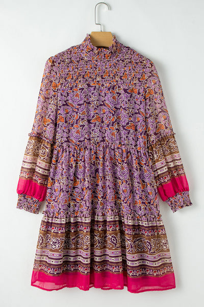 Elegant Floral Puff Sleeve Dress for Women - Comfortable Summer Style, Ideal for Parties and Casual Outings