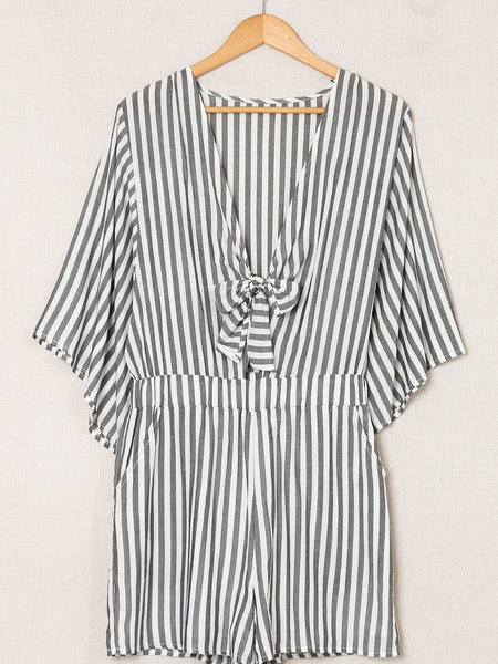 Check Print Buttons Lace-Up Shirt Dress