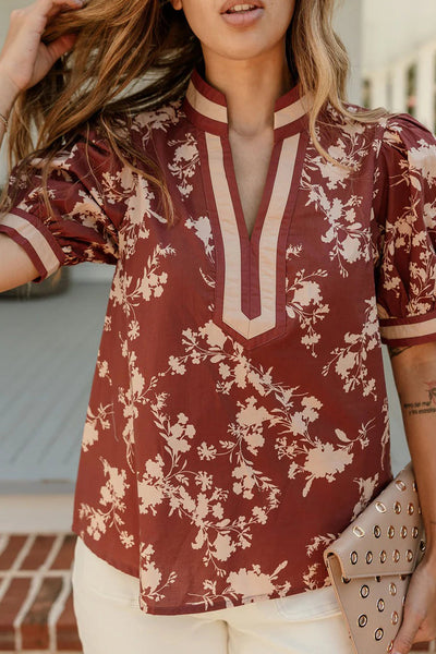 Stylish Women's Red Blouse - Flattering Casual Top for Everyday Elegance and Comfort