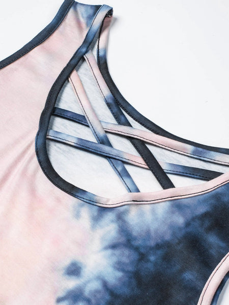 Tie-Dye Crisscross Front Tank Top