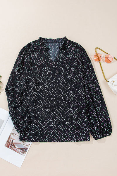 Chic Plus Size Black and White Polka Dot Blouse for Women - Comfortable Short Sleeve Style for Effortless Elegance