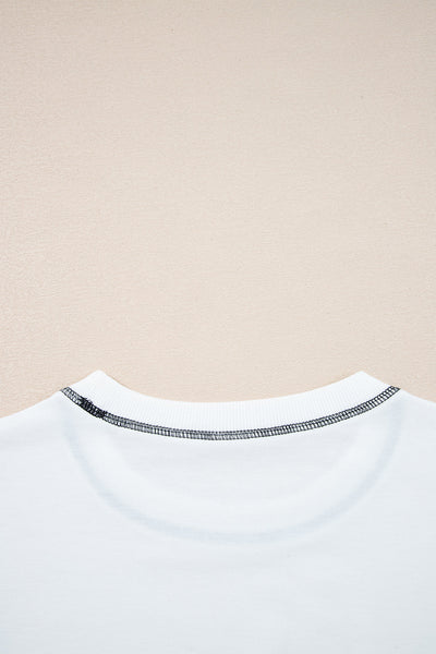Women's Contrast Stitch Striped Patchwork Sweatshirt