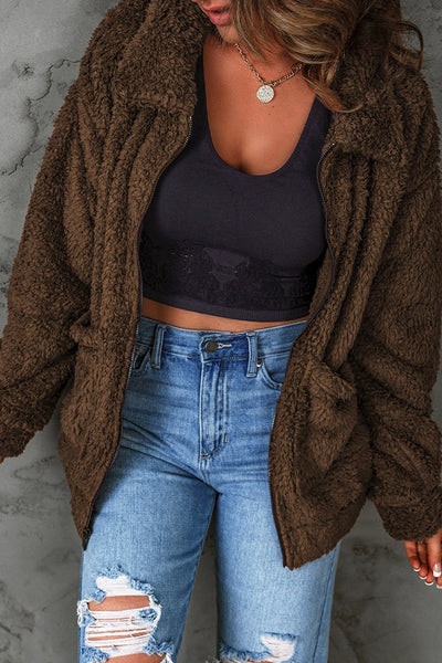 Cozy Teddy Fashionable Zip Up Warm Coat