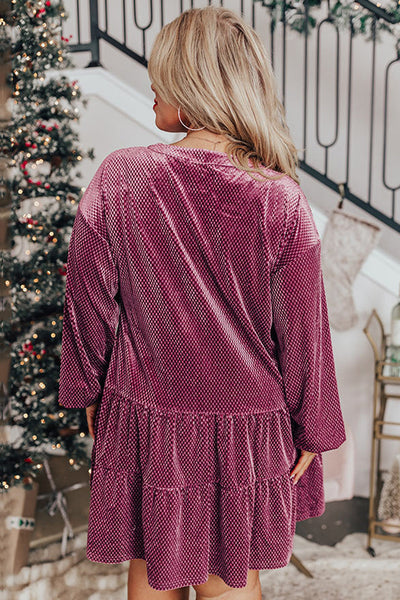 Plus Size Burgundy Velvet Dress for Women - Elegant Party Wear with Flattering Fit and Comfortable Style