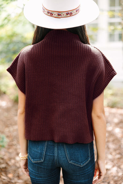 Women's Mineral Red Ribbed Knit Short Sleeve Sweater with Patch Pockets - Stylish and Comfortable Casual Top
