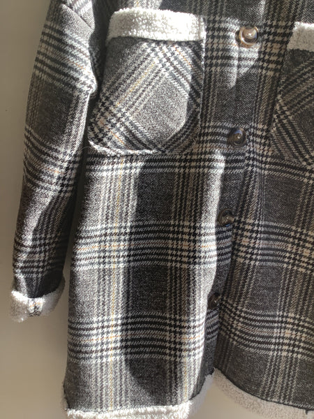 Vintage Plaid Sherpa-Lined Shacket