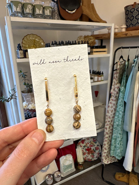 Wildmoon Threads Brown Jasper Stone Earrings