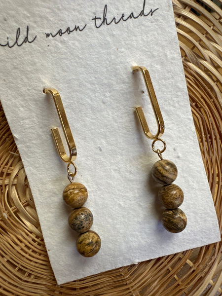Wildmoon Threads Brown Jasper Stone Earrings