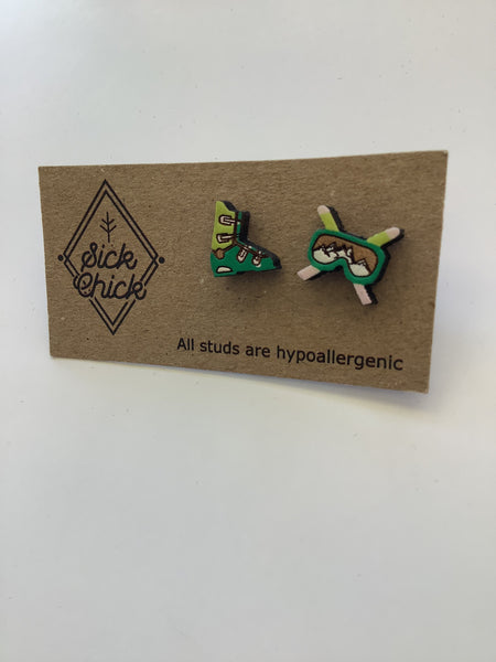 Ski Boot + Google Stud Earring- Sick Chick (Revelstoke, BC)