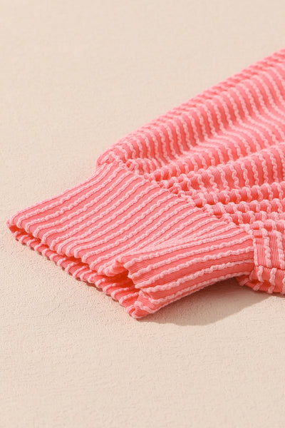 Pink French Terry Oversized Henley Blouse