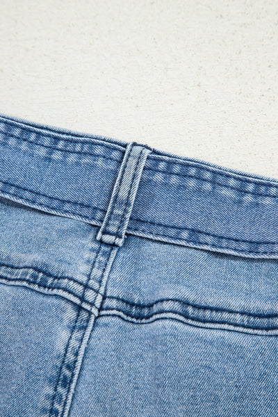 Trendy High-Waisted Blue Wide Leg Jeans for Women - Comfortable Denim Trousers Perfect for Casual Chic Looks