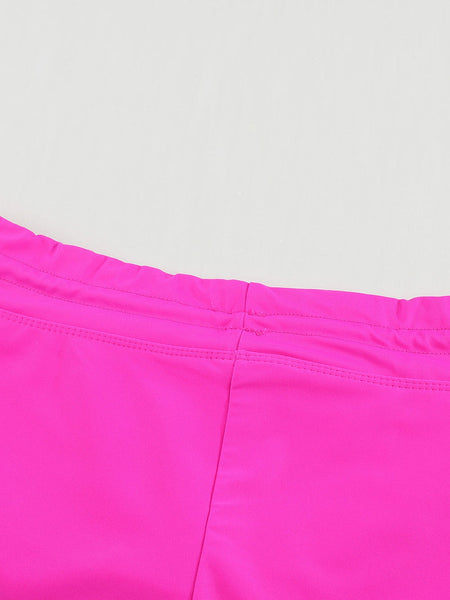 Women's Sunrise Neon Pink Swim Boardshorts with Drawstring