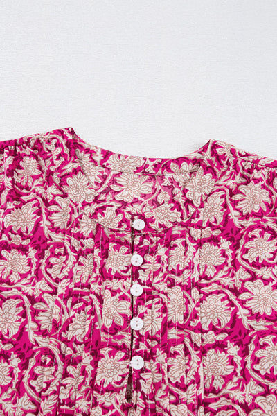 Women's Short Sleeve Floral Print Blouse - Trendy Casual Top with Flattering Fit for Spring and Summer Outfits