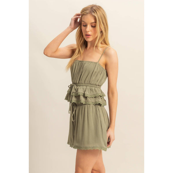 Peplum Cami Top With Lace Detailing