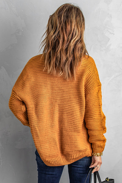 Women's Oversized Khaki Chunky Knit Cardigan with Long Sleeves - Cozy Casual Chic Layering Essential
