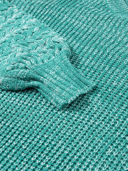 Green Cable Knit Cropped Sweater