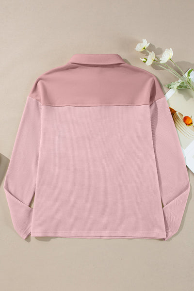 Soft Beige Women's Thermal Knit Long Sleeve Top - Cozy Casual Wear for Ultimate Comfort and Warmth