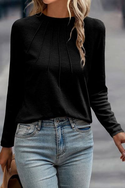 Stylish Black Long Sleeve Women's Top - Comfortable Fit for Everyday Wear & Versatile Fashion Looks