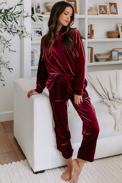 Velvet Red Lounge Set with Fiery Vibe