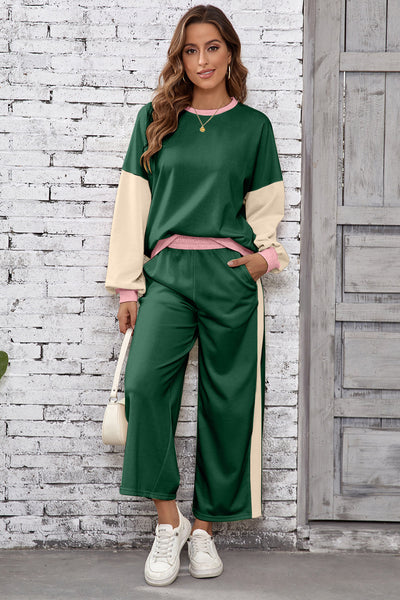 Stylish Women's Color Block Pant Set - Comfortable Casual Outfit for Everyday Wear and Relaxed Outings