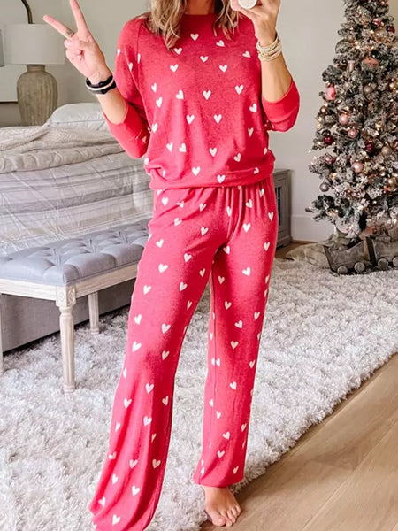 Long Sleeve Heart Pajama Set