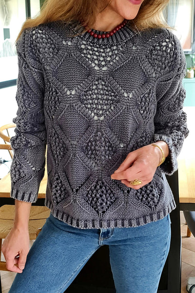 Trendy Women's Cozy Geometric Knit Pullover Sweater - Stylish Layering Piece in Soft Textures and Vibrant Colors