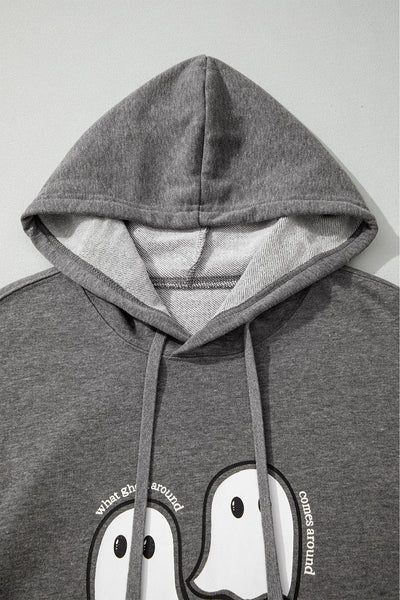 Women's Cozy Halloween Ghost Hoodie - Spooky Graphic Sweatshirt for Autumn Celebrations and Festive Parties
