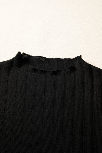 Elegant Black Ribbed Knit Mini Dress for Women Trendy Casual and Evening Style with Flattering Fit