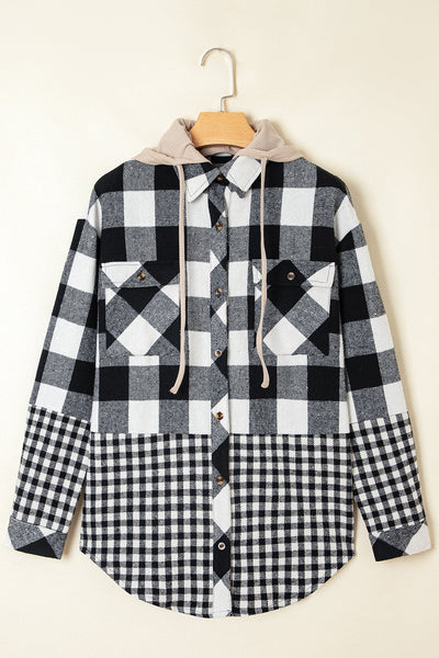 Stylish Women's Black Plaid Shacket - Oversized Jacket for Cozy Casual Fall and Winter Outfits