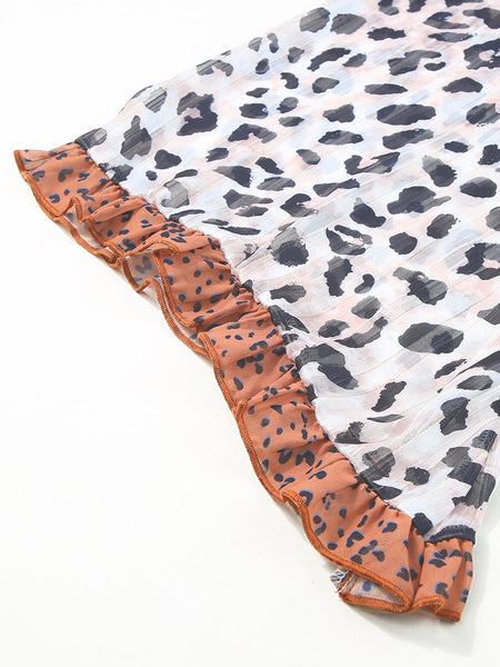 Leopard Print Boho T-shirt for Plus Size Women