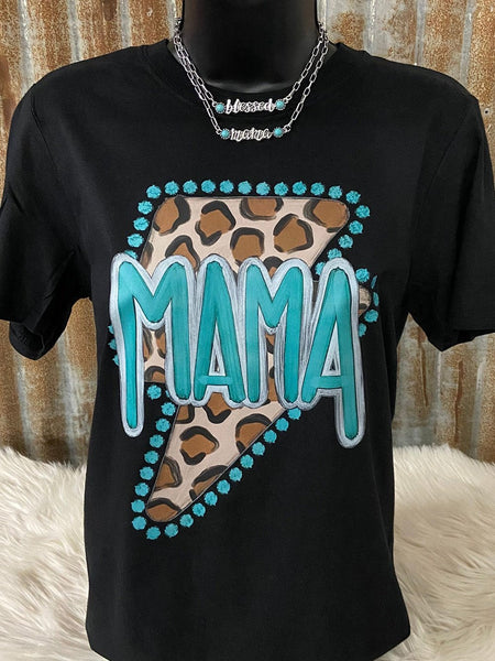MAMA Leopard Lightning Black Graphic Tee