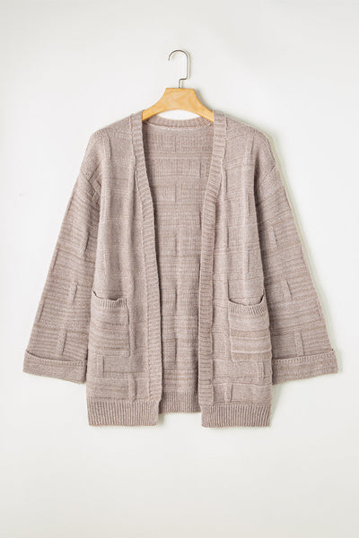 Chic Women's Cozy Textured Knit Cardigan - Open Front, Versatile Layering Essential in Soft Neutral Colors