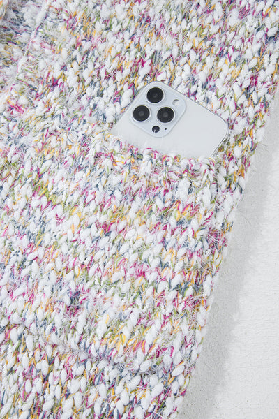 Stylish Women's Multicolor Yellow Confetti Knit Cardigan - Open Front, Perfect Layering Piece for Any Outfit