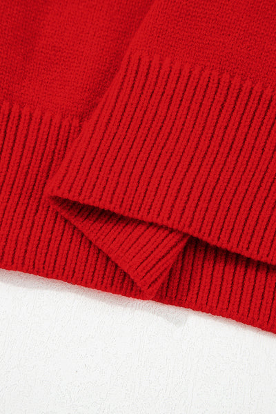 Women's Merry Script Turtleneck Sweater in Fiery Red Knit