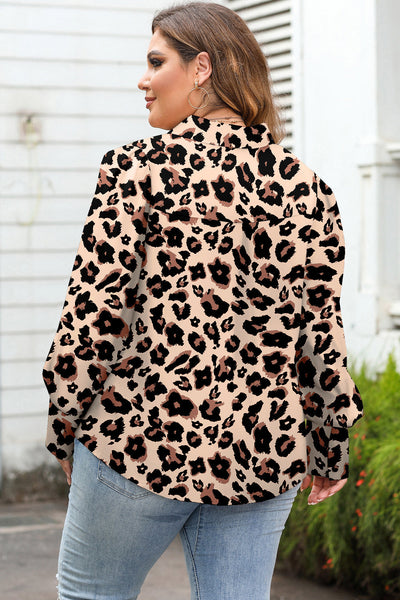 Plus Size Women's Leopard Print Shirt - Trendy, Comfortable Casual Top for Effortless Style and Everyday Wear