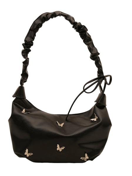 Butterfly Ruched Strap Shoulder Bag
