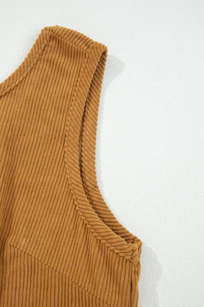 Stylish Women's Sleeveless A-Line Corduroy Dress in Trendy Earthy Tones - Perfect for Casual Outings and Everyday Wear