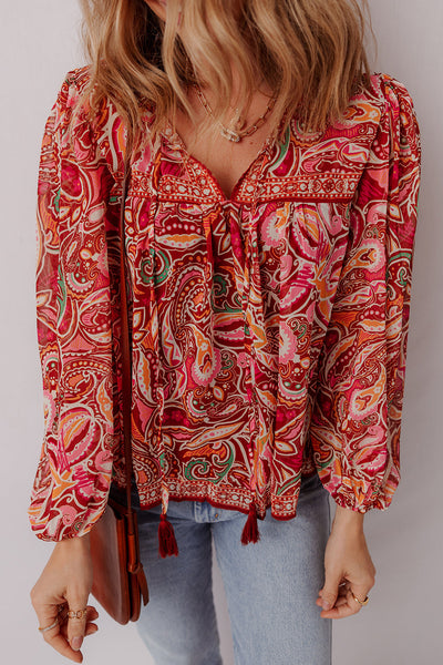 Chic Women's Lightweight Paisley Print Blouse - Elegant Top for Casual and Office Style, Perfect Fit for Everyday Wear